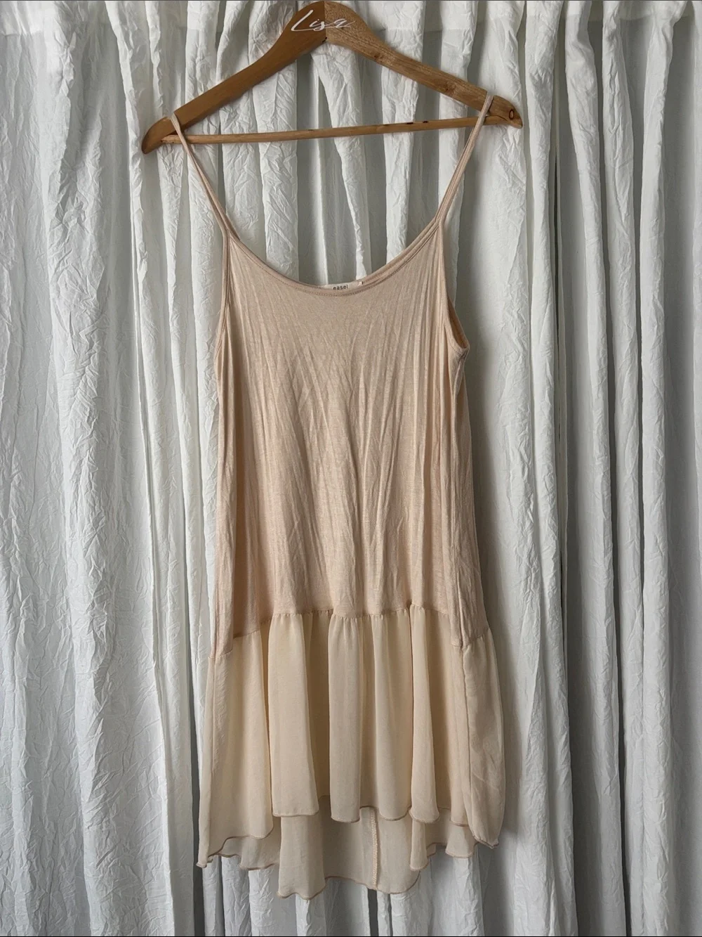 easel Nude Blush Layered Ruffle Hem Camisole Dress